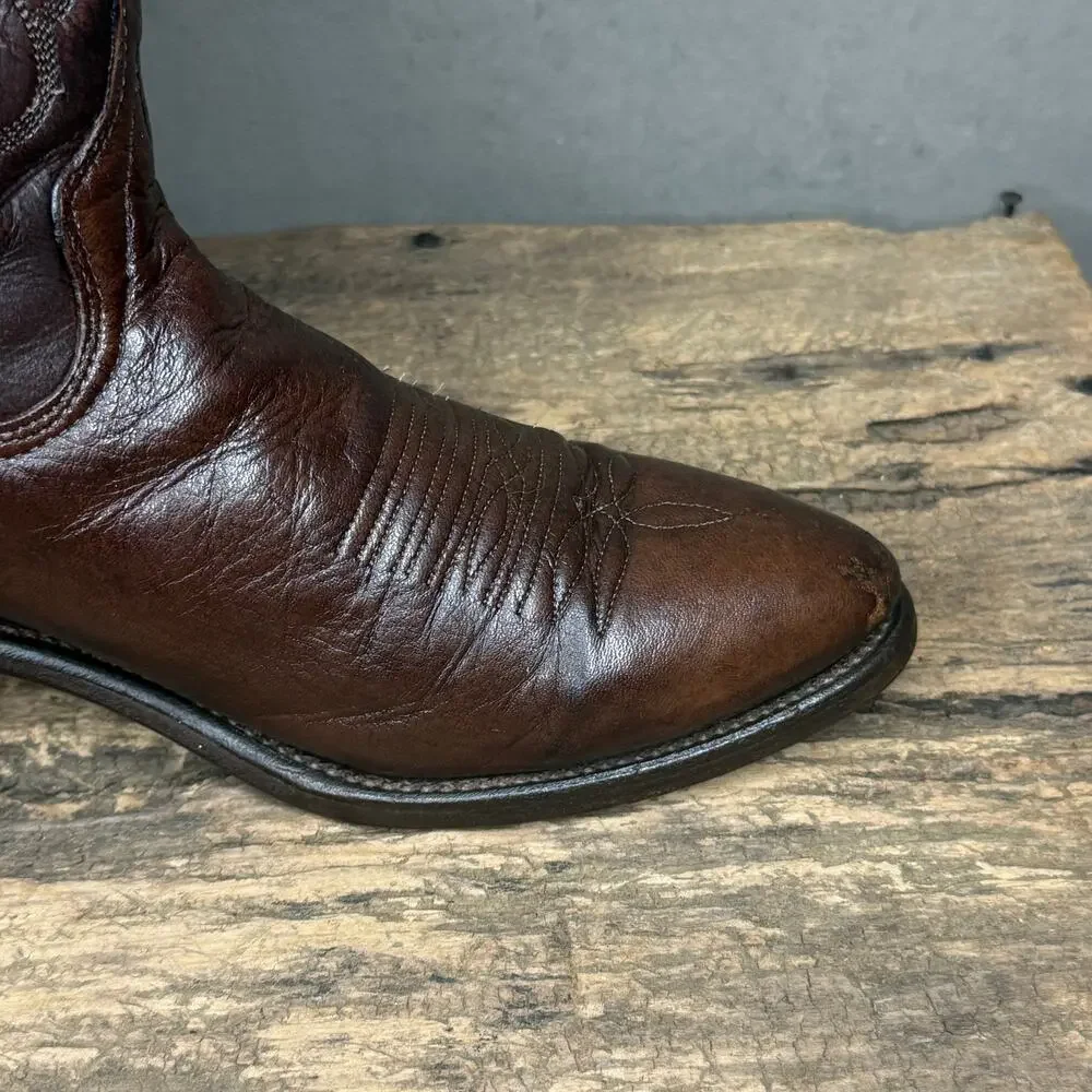 Vintage Wrangler USA Brown Leather Cowboy Western Boots Men's 9D